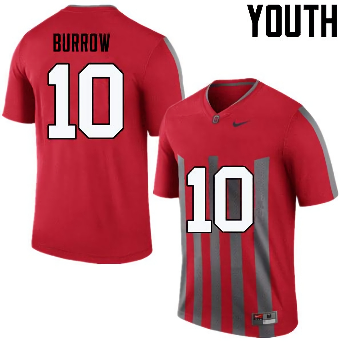 Joe Burrow Ohio State Buckeyes Youth NCAA #10 Nike Throwback Red College Stitched Football Jersey VDJ6156SH